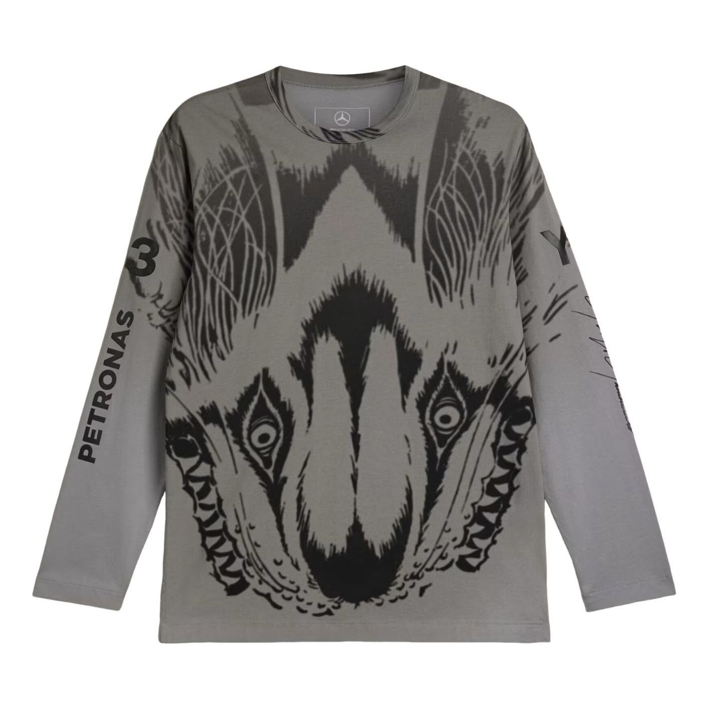 adidas Y-3 Mercedes Wolf Graphic Long Sleeve T-Shirt 'Black' KS7830