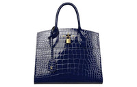 LOUIS VUITTON Luminous Crocodile Leather Handbag Women's Sapphire Blue