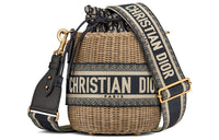 DIOR Embroidery Crossbody Bag, Shoulder Bag Women's Denim Blue