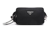 PRADA Fabric With Leather Fanny Pack Women's Black