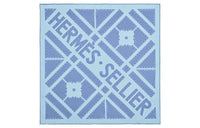 HERMES Silk Scarves Women's Sky Blue/Lavender