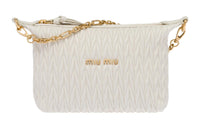 MIU MIU MatelasséSpirit Soft Sheep Leather Shoulder Bag Handbags Mini Women's White