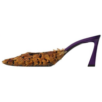 SAINT LAURENT Closed Toe Slippers 7cm Women's Brown