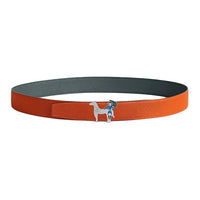 HERMES Calfskin Leather Belts Men's Orange Width 3.2CM