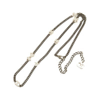 CHANEL Artificial Pearl Necklaces Women's Silver