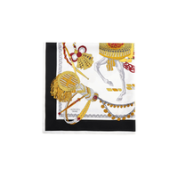 HERMES Silk Scarves Unisex Black Gold Color Scheme