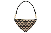 PRADA Fabric With Leather Shoulder Bag Handbag Mini Women's Black/Beige