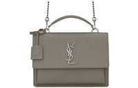 SAINT LAURENT SUNSET Calfskin Portable Crossbody Bag Shoulder Bag Medium Size Women's Lime Gray