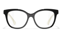 CHANEL Acetate Irregular Shape Eyeglass Frames Unisex Black
