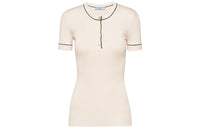 PRADA Ribbed-knit Silk T-shirt