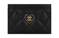 CHANEL Lambskin Card Holder Women's Black