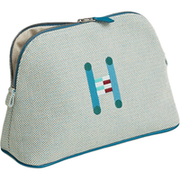 HERMES Bolide Cotton Bowling Bag Storage Bag Medium Size Women's Teal & Pebble Gray