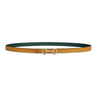 HERMES Calfskin Leather Belts Women's Brown 1.3CM