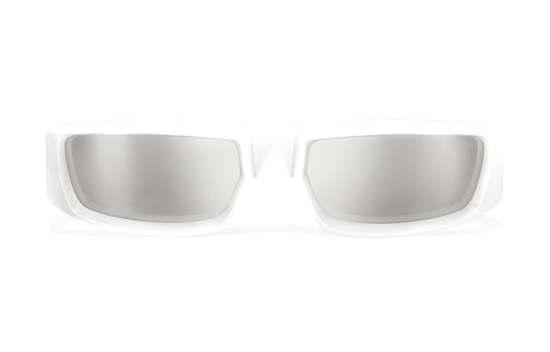 PRADA Acetate Irregular Shape Sunglasses Women's White