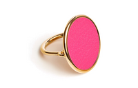 HERMES Goatskin Metal Gold-Plated Rings Women's Pink
