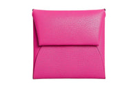 HERMES Bastia Chamkila Goat Skin Wallet Women's 5R Rose Shocking Vibrant Pink