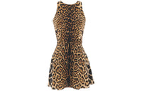 SAINT LAURENT Leopard Print Halterneck Sleeveless Dress