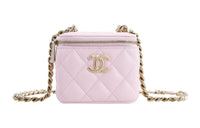 CHANEL Sheepskin Box Bag Shoulder Bag Crossbody Bag Small Size Women's Pink
