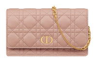DIOR Soft Cow Leather One Shoulder Crossbody Clutches Women's Rose Pink
