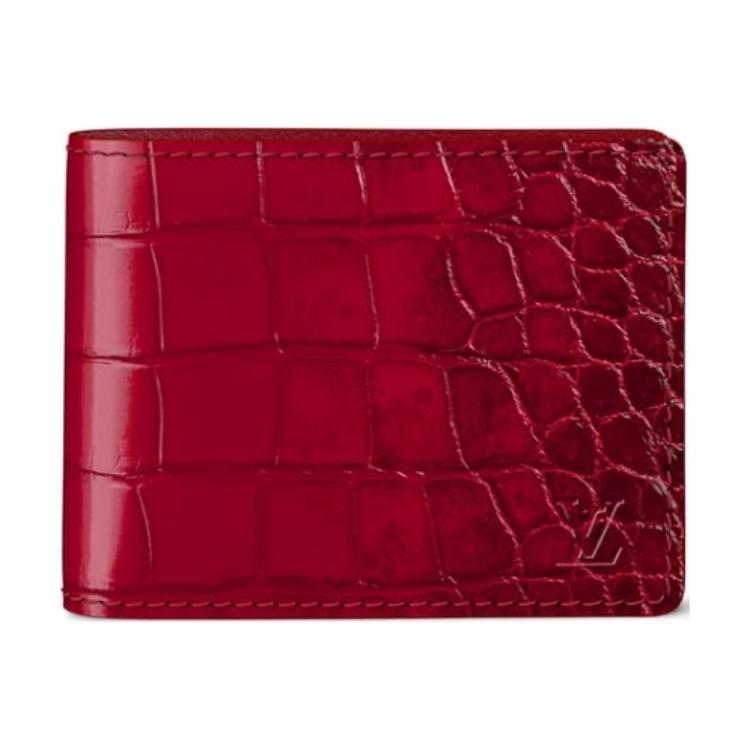 LOUIS VUITTON Leather Trim Wallet Women's Red