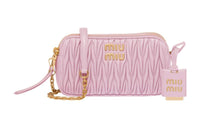MIU MIU Matelassé Leather Crossbody Bag Shoulder Bag Women's Light Pink