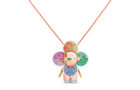 LOUIS VUITTON Vivienne Rainbow Pendant 3 Golds Diamonds & Colored Gemstones