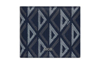 DIOR Canvas With Smooth Calfskin Card Holder Wallet Men's Marine Blue