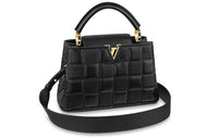 LOUIS VUITTON Capucines Quilting Sheepskin Handbag Shoulder Bag Women's Black