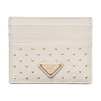 PRADA Leather Card Holder Women's White