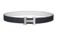 HERMES Leather Belts Unisex Indigo/White