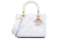 DIOR Lady Dior Technical Fabric Dior Bag Shoulder Bag Crossbody Handbag Medium Size Women's White