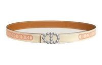 HERMES Maillon Bubble Buckle & Print Double-Sided Silver Smooth Buckle Calfskin Leather Belts Women's Ecru Width: 2.4cm