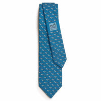 HERMES Mulberry Silk Ties Men's Iron Gray Blue