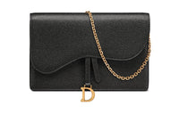 DIOR Saddle Calfskin Combo Bag, One Shoulder Crossbody Clutch, Wallet Women's Black