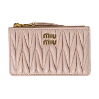 MIU MIU Matelassé Nappa Leather Card Holder Regular Women's Pink