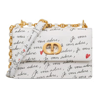 DIOR Cow Leather Crossbody Bag Shoulder Bag Women's White & Black & Red