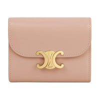 CELINE Cow Leather Wallet Trumpets Women's Peach