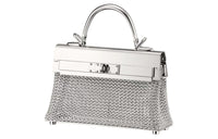 HERMES Sterling Silver Shoulder Bag Crossbody Bag Handbag Women's Silver