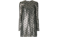 SAINT LAURENT Long Sleeved Dress Women's Silver Black