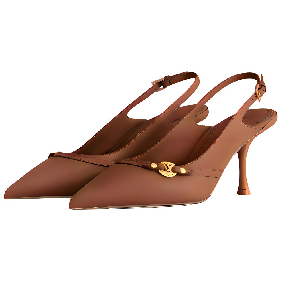 LOUIS VUITTON 6AM Slim Heel High Heels 7.5cm Women's Brown