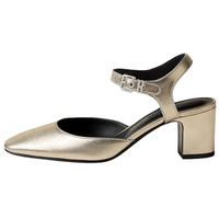 HERMES Kamilla Chunky Heel High Heels 6cm Women's Platinum