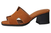 HERMES Helia Slide Slippers Women's Brown