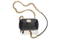CHANEL Cow Leather Crossbody Bag Men's Black