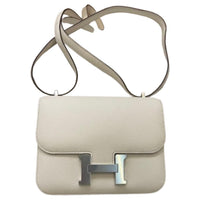 HERMES Constance Epsom Leather Shoulder Bag Crossbody Bag Women's 12 Blanc Casse Gray White