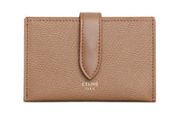 CELINE Grained Calfskin Card Holder Small Size Women's Light Camel