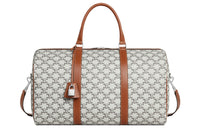 CELINE Canvas Cowhide Shoulder Bag Crossbody Bag Handbags Medium Size Men's Beige
