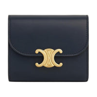 CELINE Triomphe Calfskin Wallet Small Size Women's Marine Blue