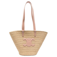 CELINE Triomphe Woven Tote Bag, Shopping Bag, Shoulder Bag Medium Size Women's Light Beige