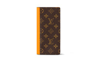 LOUIS VUITTON Coated Canvas Cow Leather Patchwork Trim Wallet Men's Brown