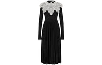 DIOR Mid-Length Pleated Dress Long-Sleeved Dresses Women's Black